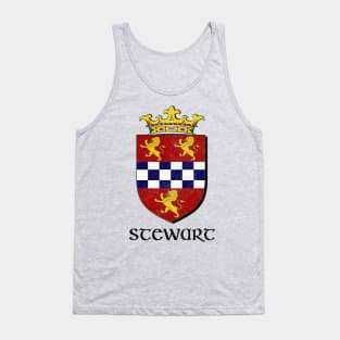 Stewart Name / Faded Style Family Crest Coat Of Arms Design Tank Top